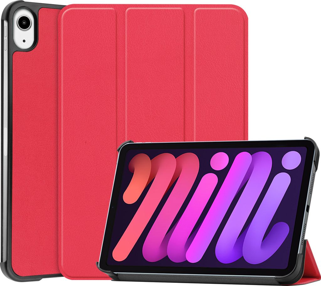 Schutzhülle für Apple iPad Mini 6 8.3" / Apple iPad Mini 7 (A17) Pro 8.3 Zoll (2024/2021) Smart Cover Etui Tasche Case Hülle Wake Up Sleep - ROT
