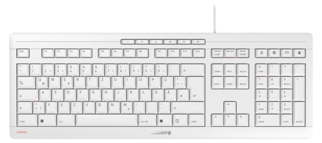 CHERRY STREAM KEYBOARD, Kabelgebundene Tastatur, hellgrau, Produktbild 