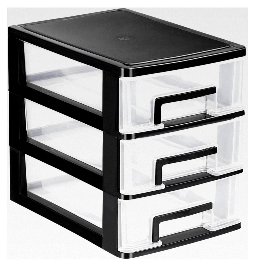 Schreibtisch Organizer mit Schubladen - Kleine Schubladenbox aus Kunststoff für Haushalt und Büro zur Aufbewahrung von Kosmetik und Bürobedarf