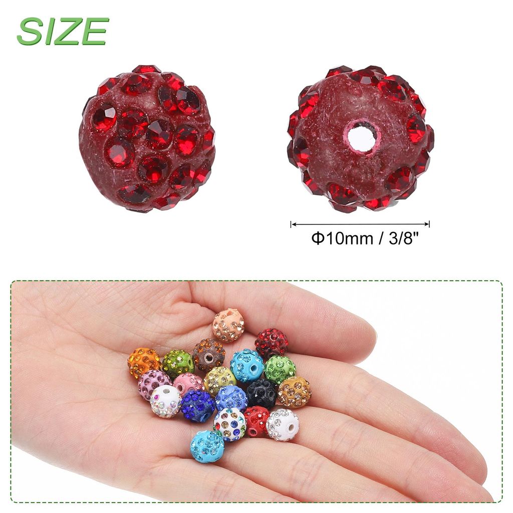 100 Stš¹ck 10mm Strassperlen fš¹r die Schmuckherstellung, Bling Disco Perle Glitzer Diamant Tonperle fš¹r Halskette Armband Weihnachten, Dunk...