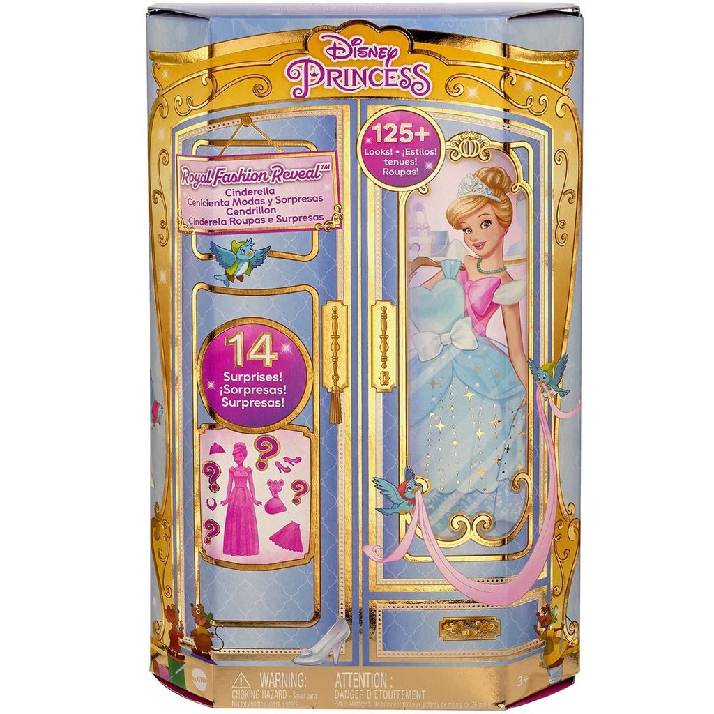 Disney Prinzessin-Spielzeug, Cinderella-Modepuppe mit Freundefigur und 12 geheimen Mode- und Zubehörteilen, inspiriert vom Disney-Film, Geschenke ...