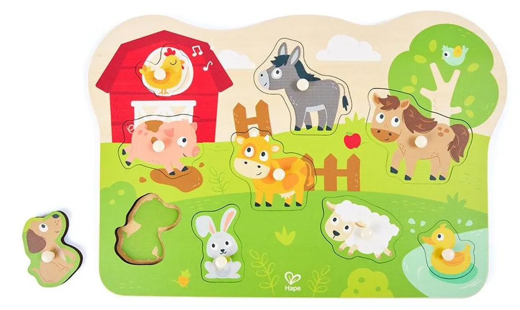 Puzzle en bois Hape Les animaux de la ferme jouet éducatif premier âge