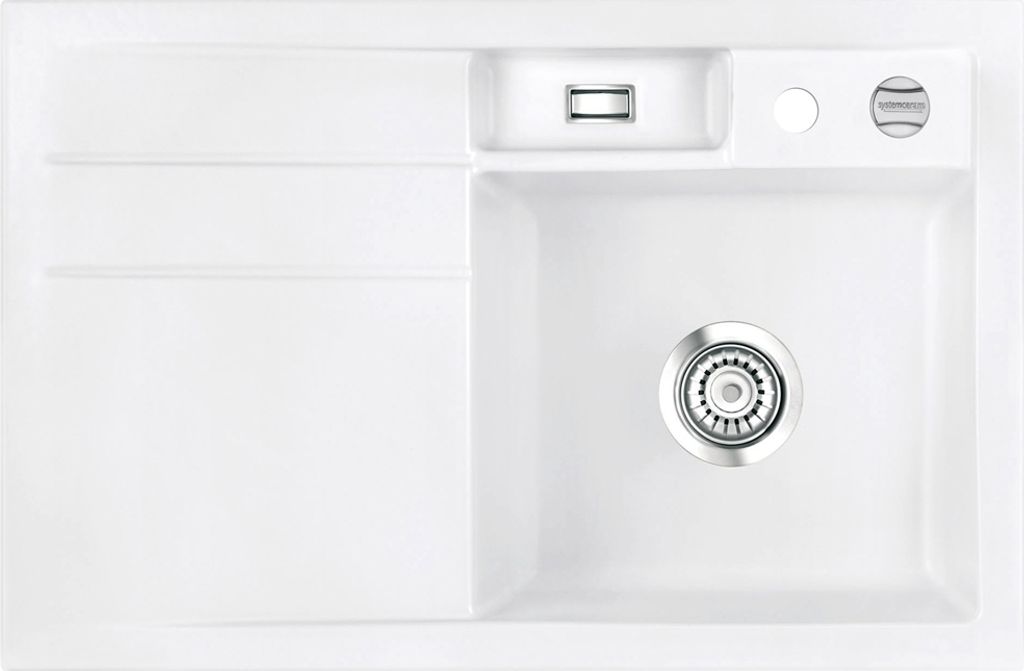 Spüle KeraDomo BELA 78 in GRÖNLAND - Becken rechts mit Excenterbedienung / Systemceram / Keramikspüle