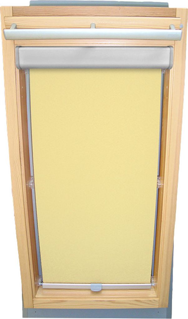 Rollo für VELUX Dachfenster Abdunkelung Komfort Premium mit Blende und Haltekrallen GGL/GPL/GGU/GPU - MK04 - hellgelb-creme