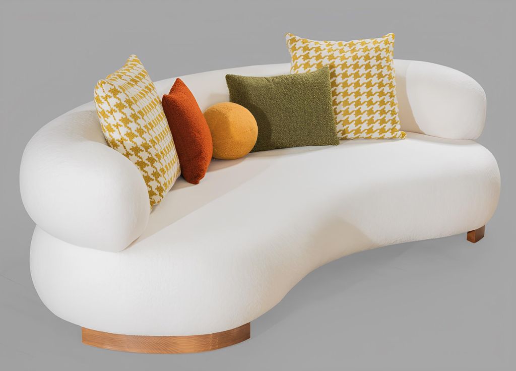 Elegantes Wohnzimmer-Set 3+3+1 Sitzer Farbe Weiß Braun Modernes Design