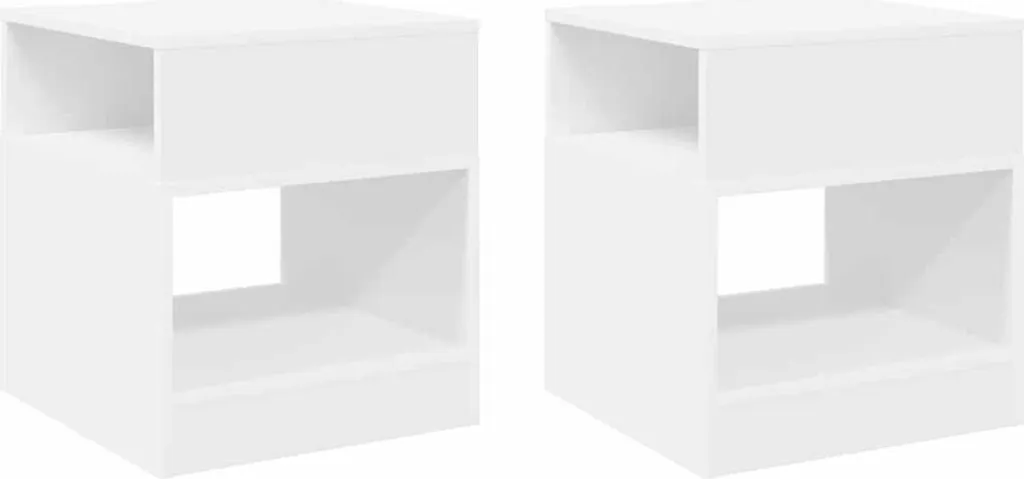 SYFAX™ Tavolini Bianchi Set da 2 | 40,5x40x45 cm | Design Nordico Multistrato