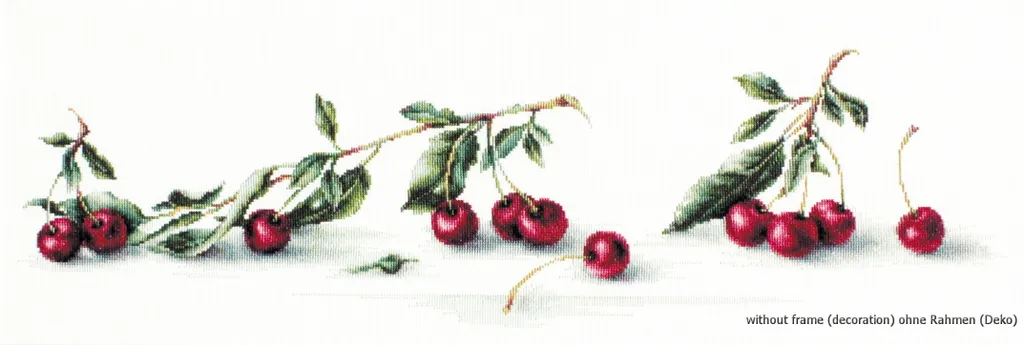 Broderie point de croix compté cerises kit complet Luca-S 55,5x15,5cm