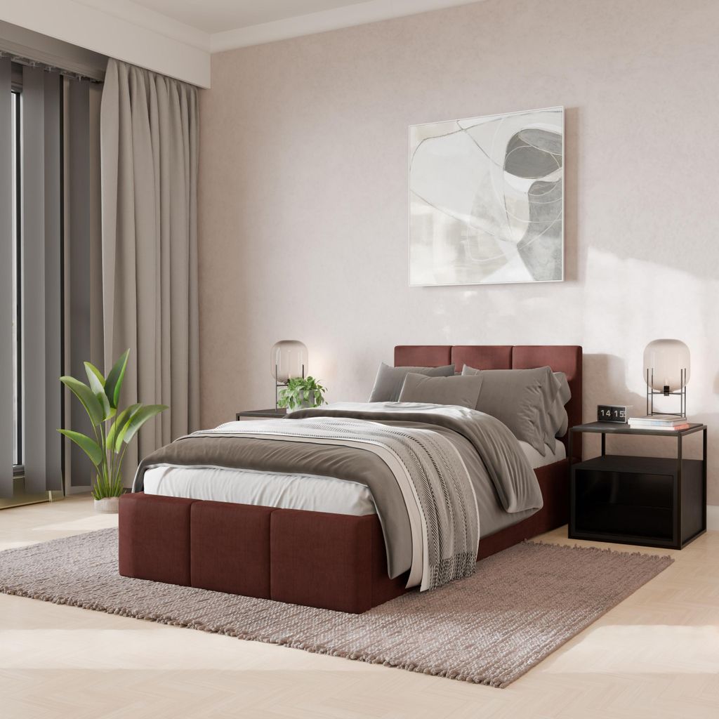 Muralo POLSTERBETT für Schlafzimmer Polsterbett mit Bettkasten und Gasdruckfeder Bett mit Polsterkopfteil Einzelbett 90x200 Bett mit Stauraum Altrosa