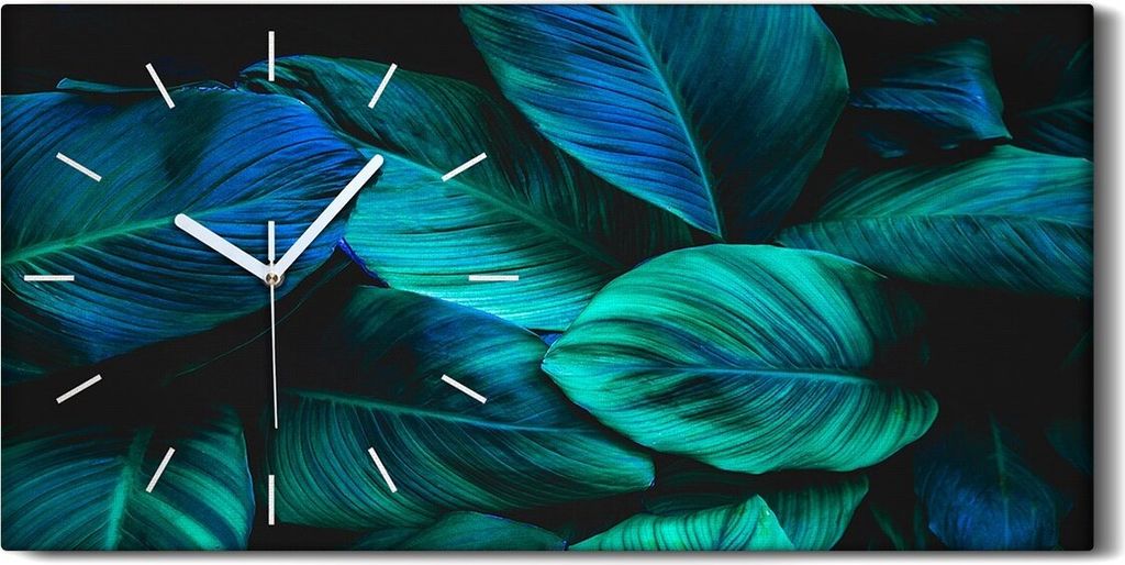 Wanduhr Uhr Wandbild Leinwand Geräuschlos 60x30 Gemälde Blüten Blätter Pflanze - weiße Hände