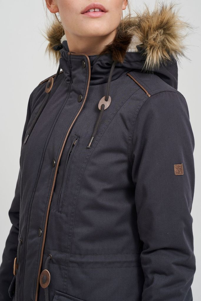 OXMO Bella Damen Parka – Übergangsmantel Lang, Mit Kapuze & Taschen – Nachhaltige Outdoorjacke Für Herbst & Frühling