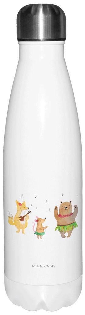 Mr. & Mrs. Panda wanderflasche Waldtiere Aloha - Weiß - Geschenk, Thermosflasche, isolier trinkflasche, Igel, Musik, Lachen, trinkflaschen, Wald, ...