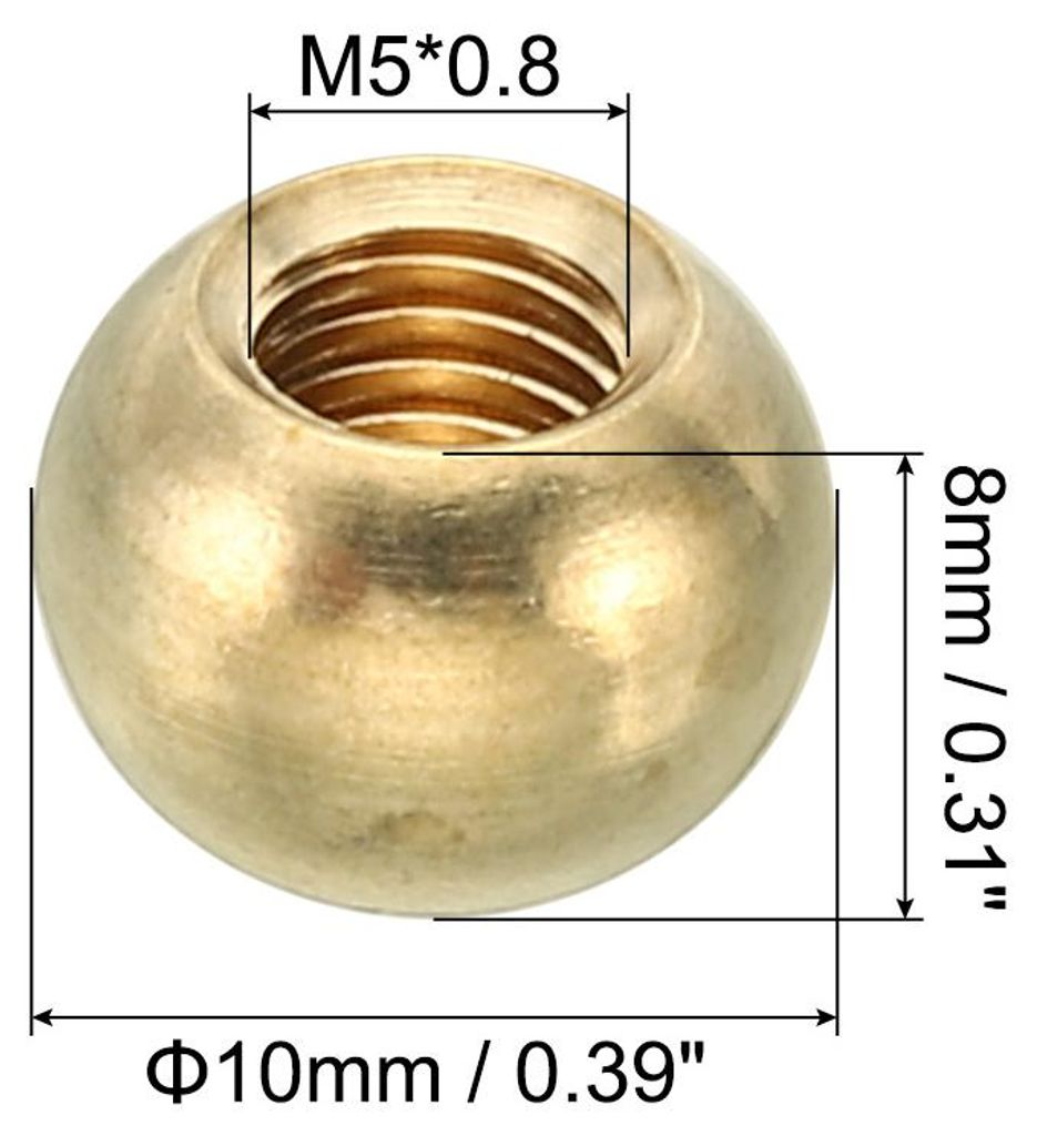 M5x0.8 Gewinde Hutmuttern Knopf 15 Pack Messing Kugel Lampe Dekoration Schraubkappen Mutter Abdeckmutter fš¹r M?bel Beleuchtung oder Basteln Proj...