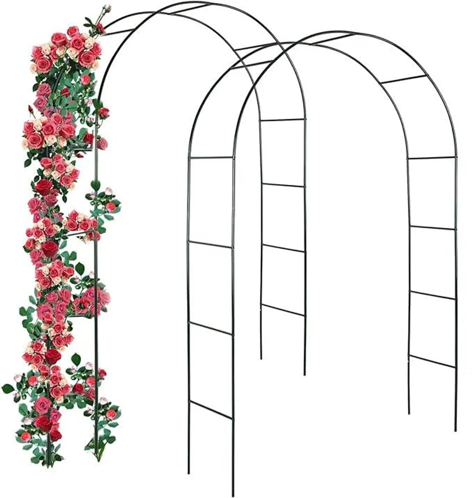 Arc de roses Forever 2 en métal noir 240x140x38cm pour jardin élégant