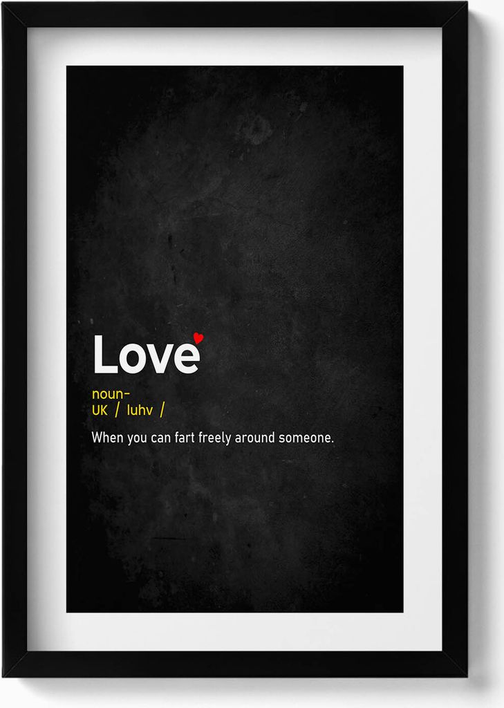 Kreative Definition von Liebe– Wandbild mit Rahmen – Gerahmtes Bild – Wanddekoration – 40x60 cm – Schwarz