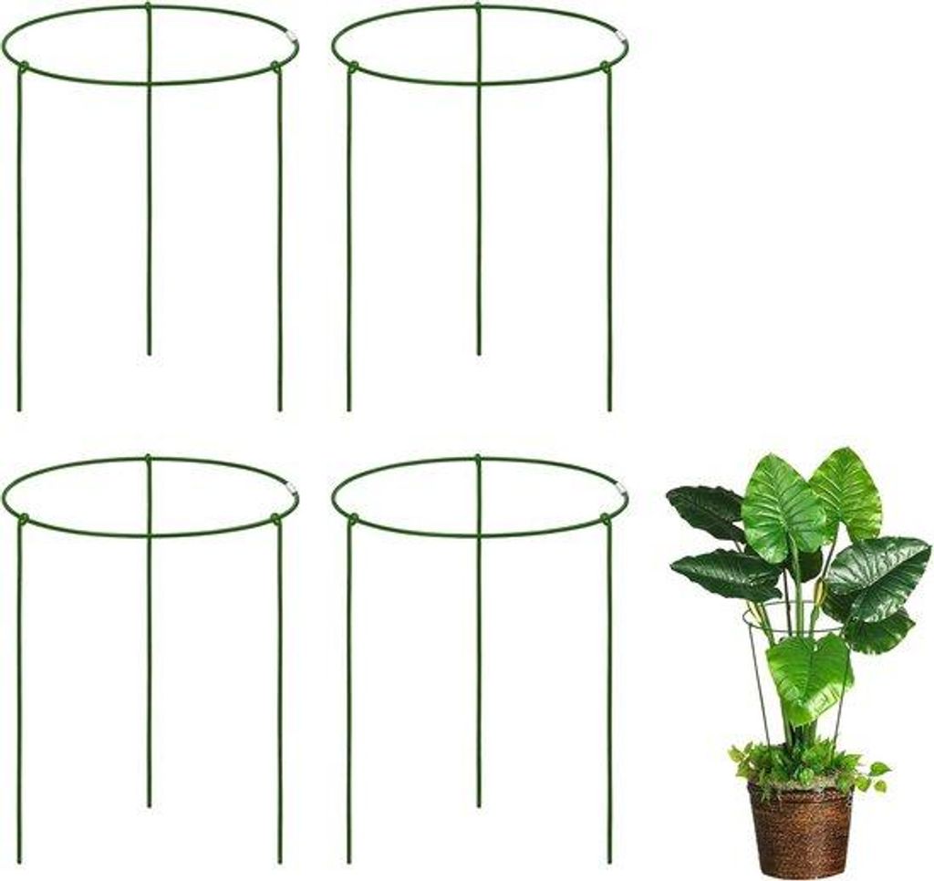 Ibenzoa 4er-Set Pflanzenstützen – Ø 23 cm, H 28 cm – stabile, leichte Stützstruktur für Blumentöpfe, Kübel und Zimmerpflanzen