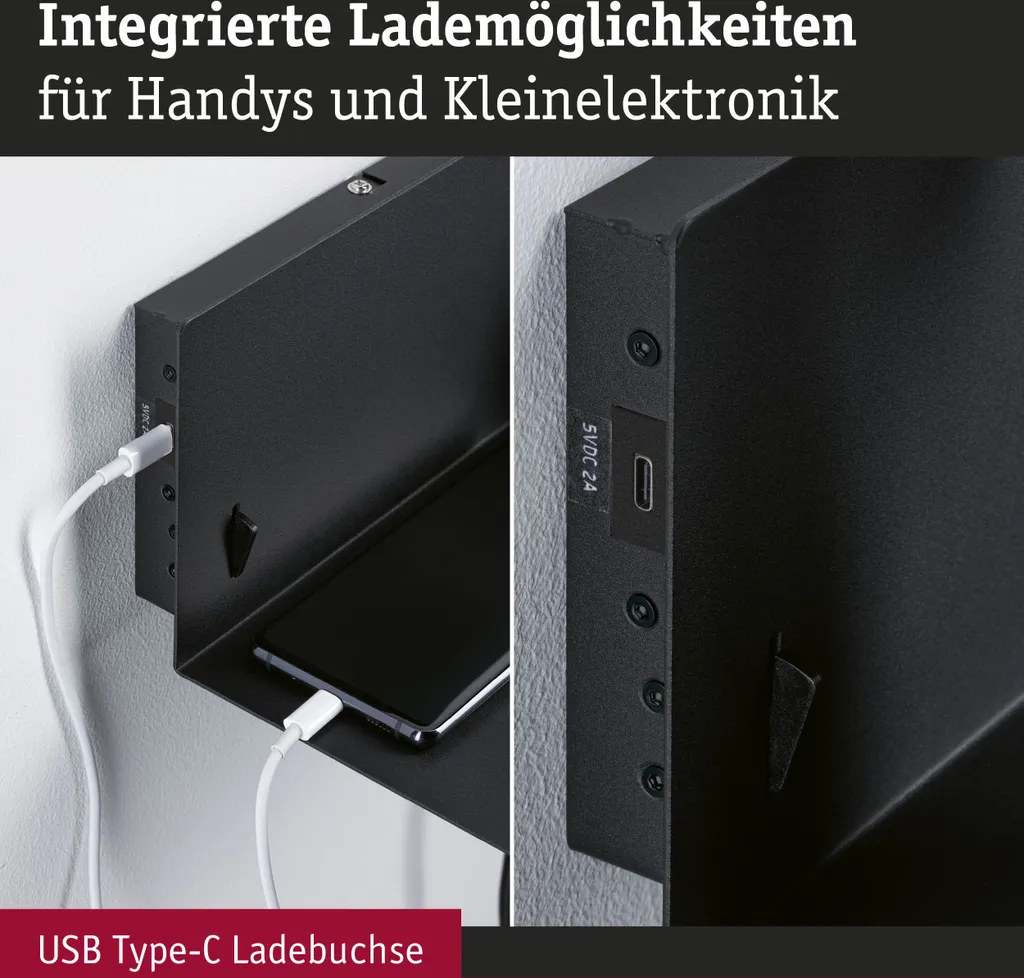 Paulmann Bundle Devara Applique Murale LED avec Port USB et Tablette
