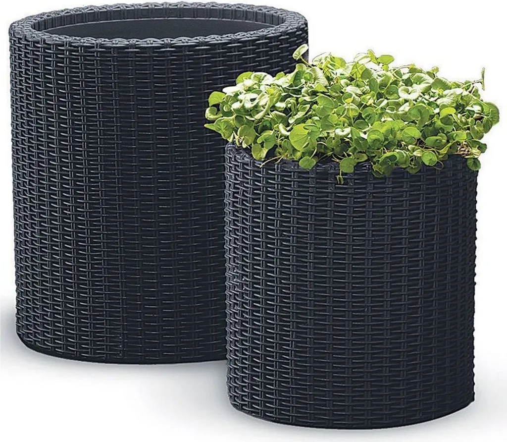 Bac à Fleurs Keter Effet Rotin avec Système de Drainage Intégré x2