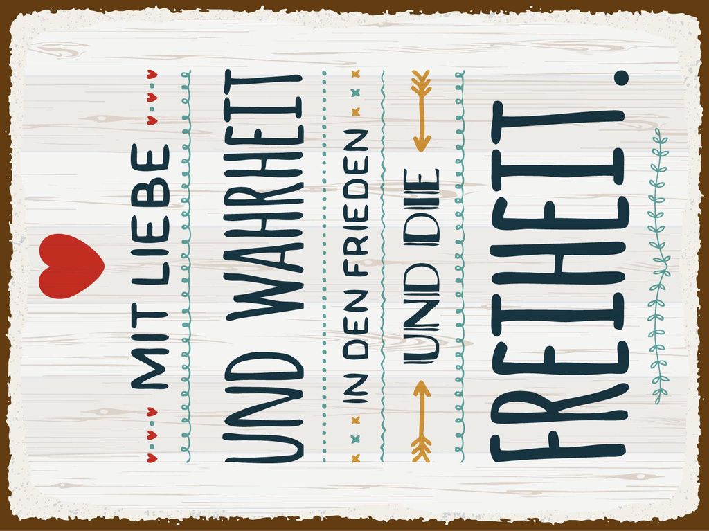 vianmo Blechschild 40x30 cm Mit Liebe und Wahrheit in den Frieden