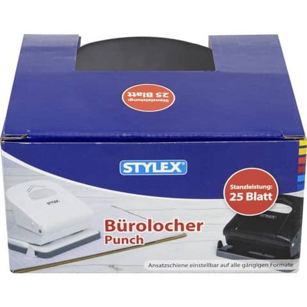 Stylex 42654 Locher, Bürolocher mit Ansatzschiene für max. 25 Blatt