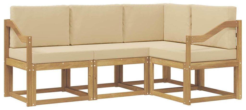vidaXL Outdoor-Sofagarnitur mit Kissen 4 pcs Weiß und Beige