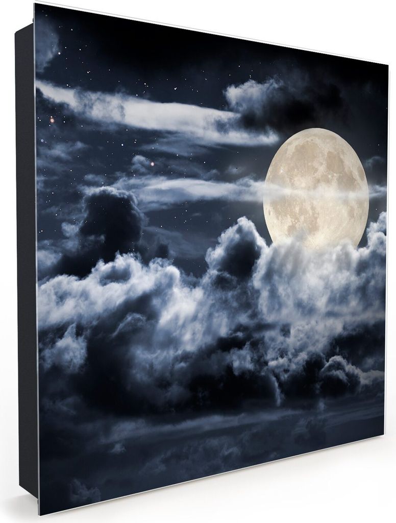 Nachbildung-Schlüsselkasten, Magnetpinnwand und Memoboard mit Glasfront Motiv Heller Vollmond