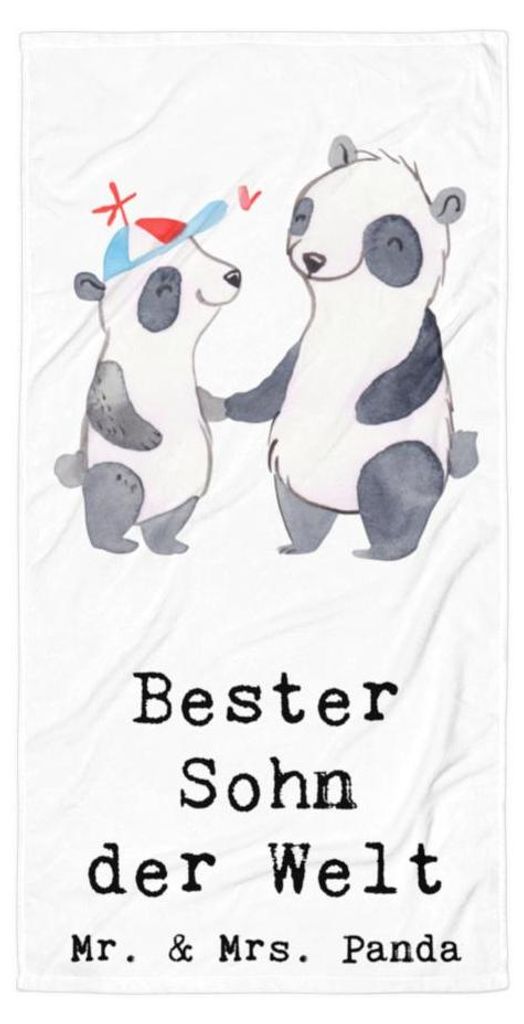 Mr. & Mrs. Panda Strandtuch Panda Bester Sohn der Welt - Weiß - Geschenk, Duschtuch, Vater, Badehandtuch, Handtuch, Dankeschön, Geschenkidee, Bub...