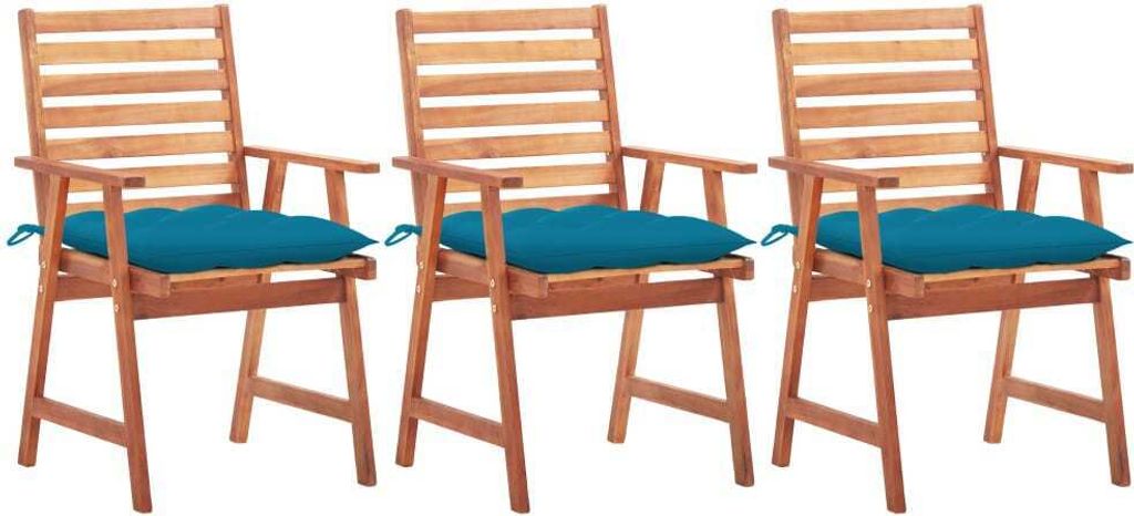 Möbel Outdoor Relaxsessel,Balkonstuhl Garten-Essstühle 3 Stk. mit Kissen Massivholz Akazie DE47166
