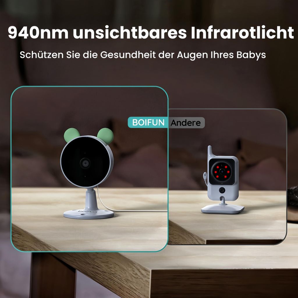 BOIFUN 4.3" Babyphone mit Kamera APP 1080P, PTZ 350°, Produktbild 5