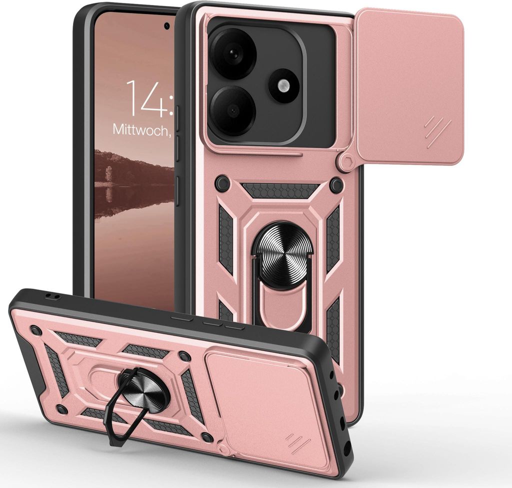 Armor Handyhülle für Xiaomi Redmi Note 14 5G Kameraschutz Handy Panzer Case Cover Schutzhülle Outdoor Farbe: Rosegold