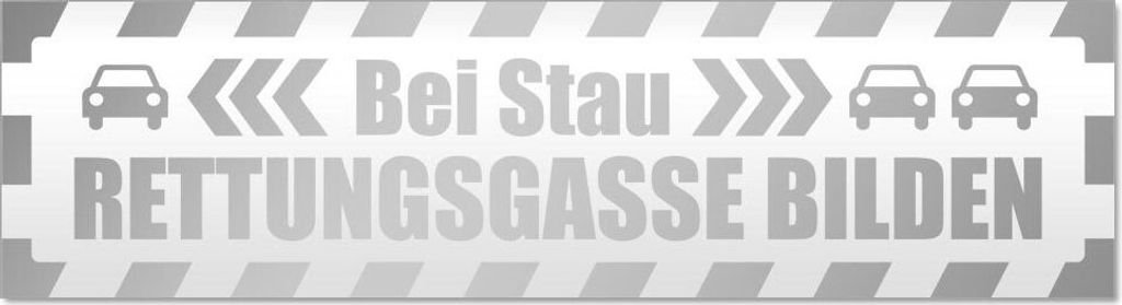 Kiwistar Rettungsgasse Stau gestreift Magnetschild Schild magnetisch - 45cm Silber - Magnetfolie für Auto PKW Kfz
