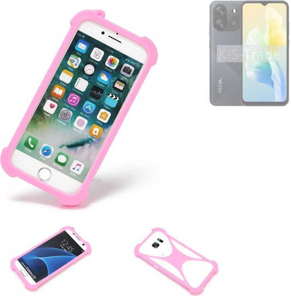 K-S-Trade Handy Hülle kompatibel mit Blackview Oscal Flat 1C Schutz Hülle Bumper Silikon Schutz Hülle Cover Case Silikoncase Silikonbumper TPU