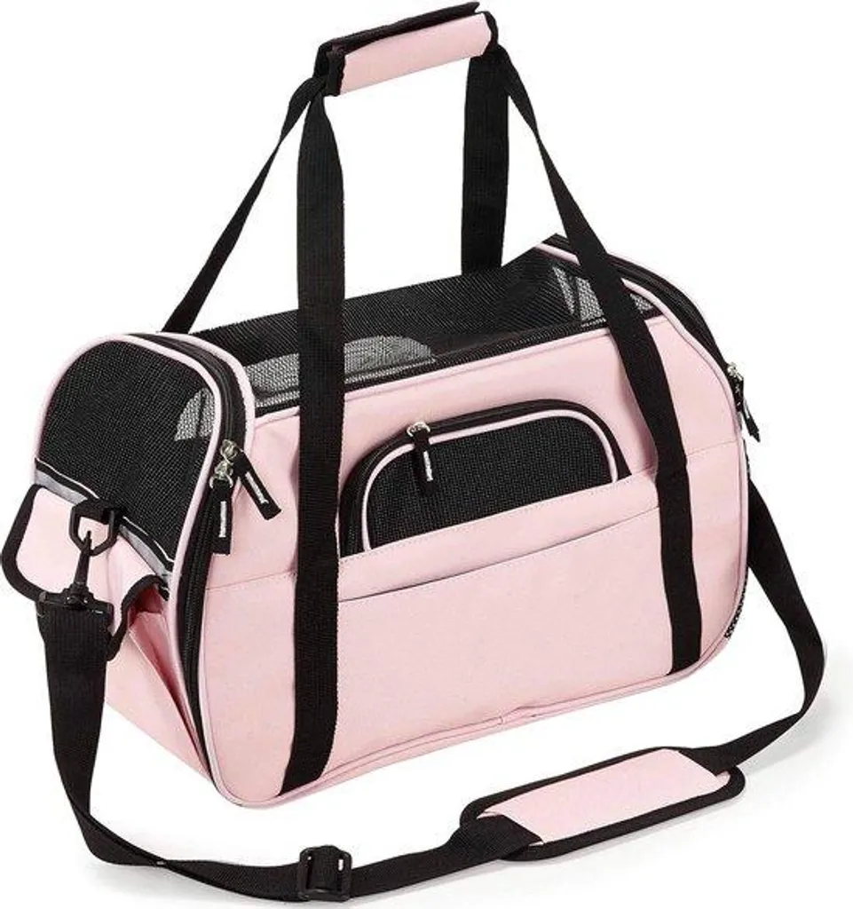 Sac de transport pour animal souple rose 42x25x28cm - Modèle Rosea L1