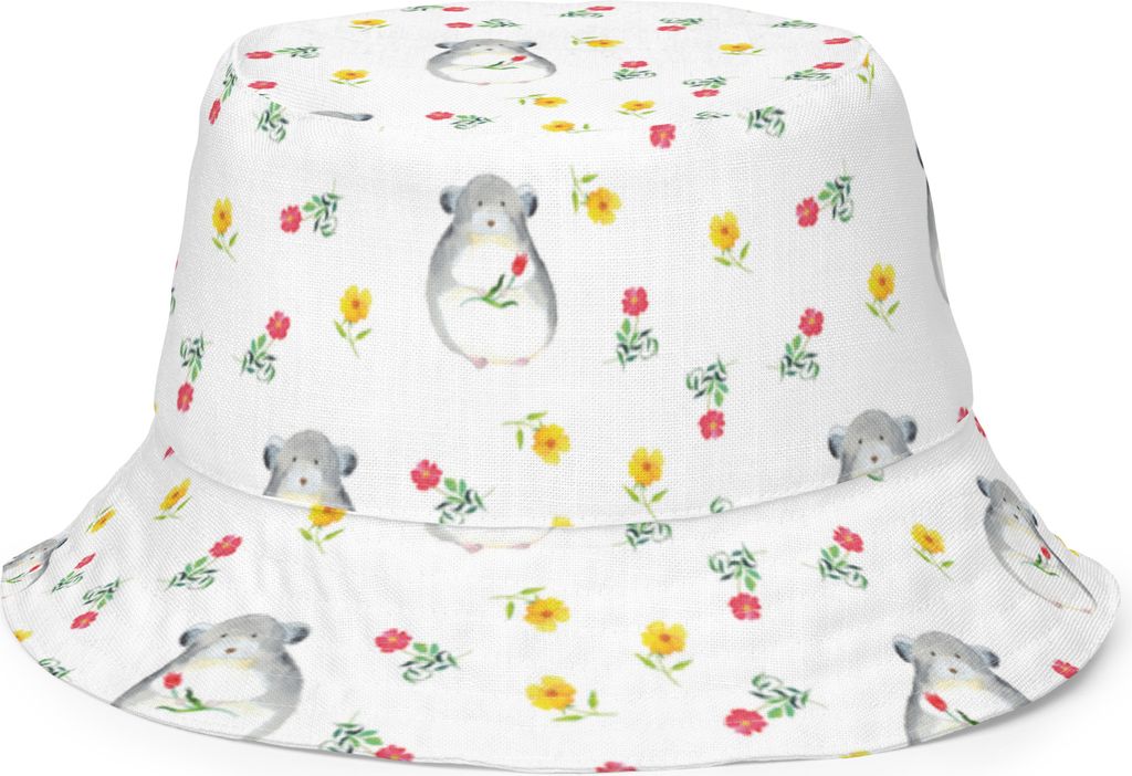 Mr. & Mrs. Panda Sonnenhut Chinchilla Blume Größe S/M - Weiß - Geschenk, Sommermütze, Fischerkappe, Bucket Hat, Lustige Sprüche, Chaos, Büro,...