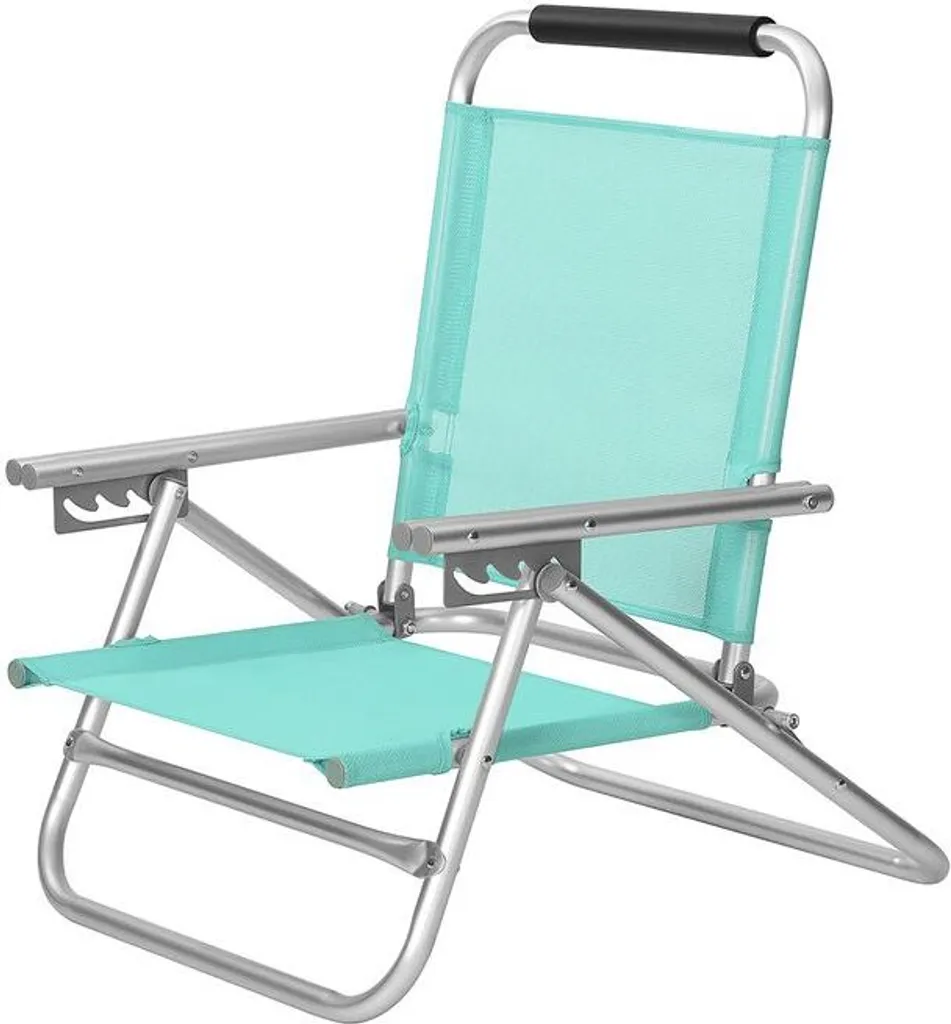 Chaise de plage en aluminium avec appui-tête confortable coloris vert