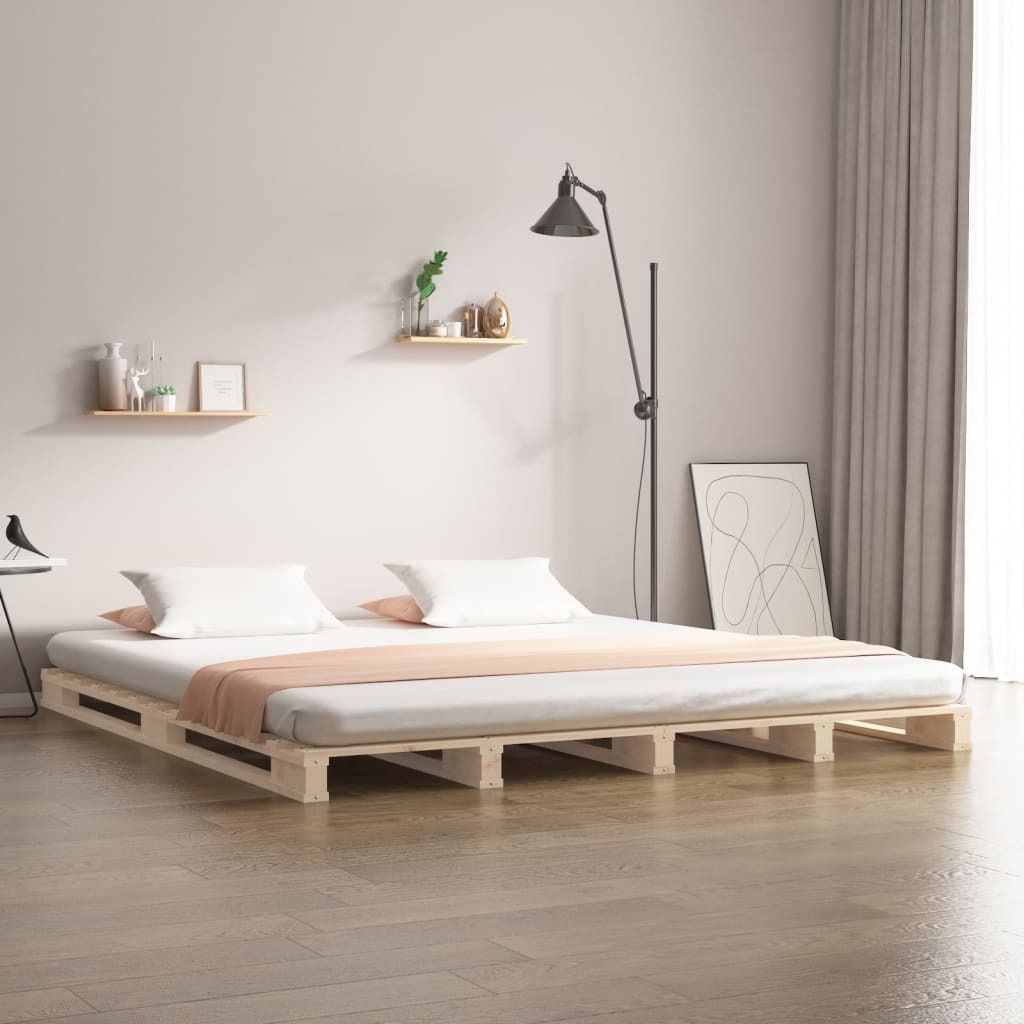 The Living Store Palettenbett 200x200 cm Massivholz Kiefer