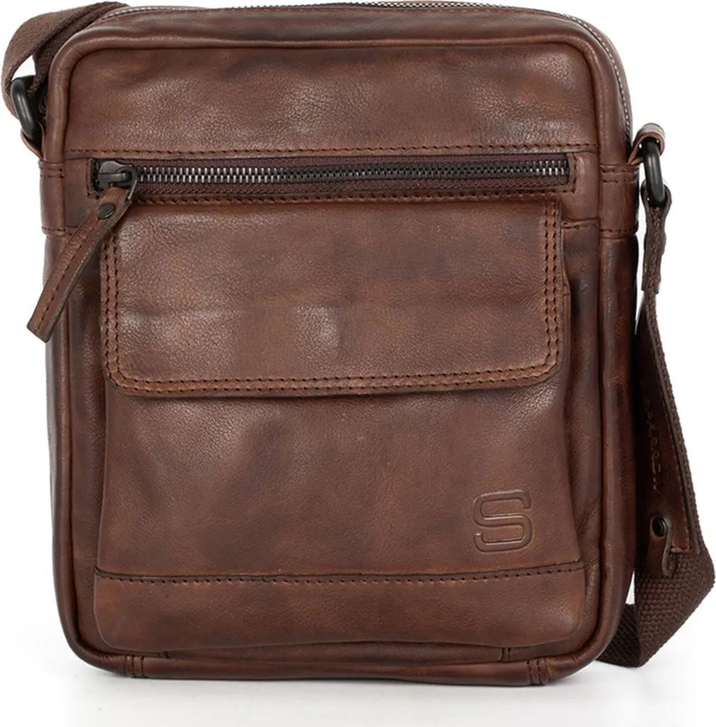 Spikes & Sparrow Jason Crossover Bag Pelle Chocolate - Tracolla Uomo