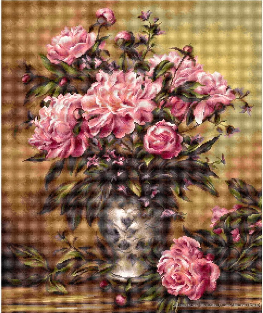 Broderie point de croix compté Vase aux pivoines Luca-S set complet