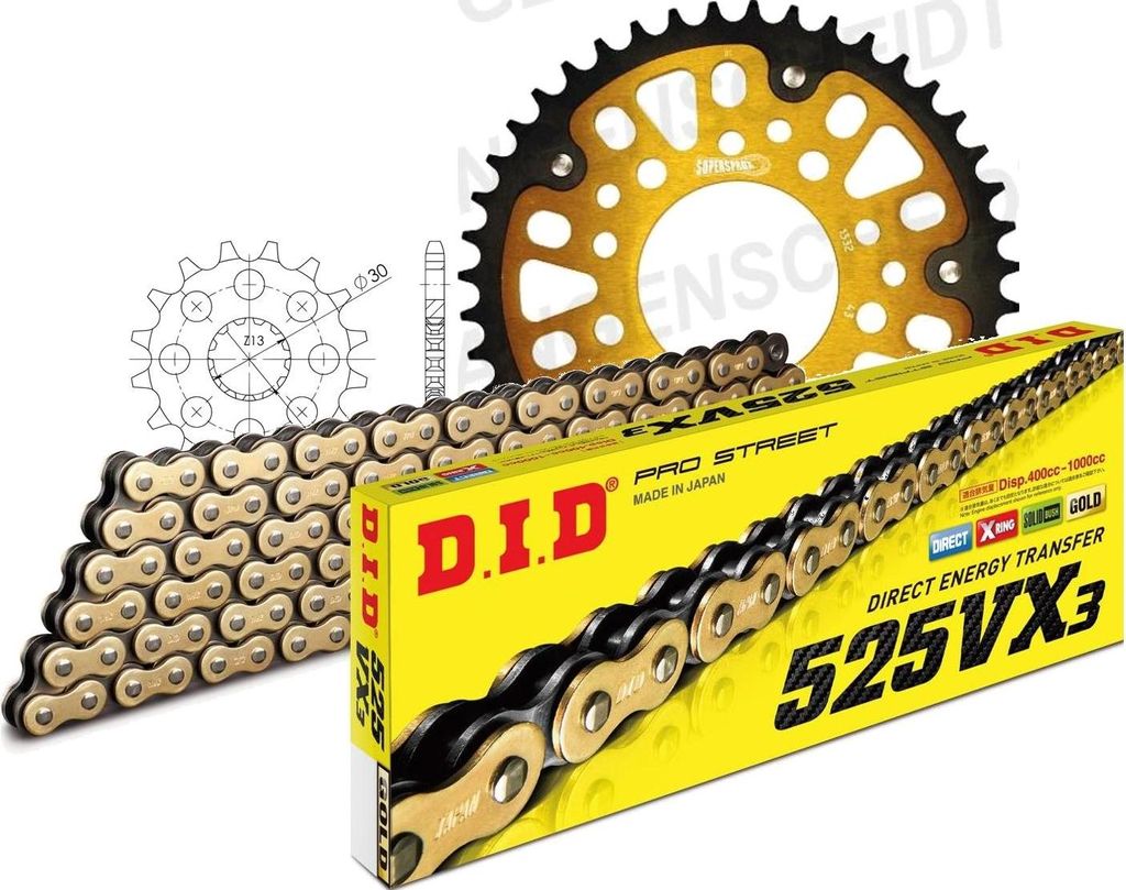 Kit Stealth (gold) Kompatibel mit TRIUMPH America 865 07-15 18-42-112 DID525VX3(G&B) Endlos