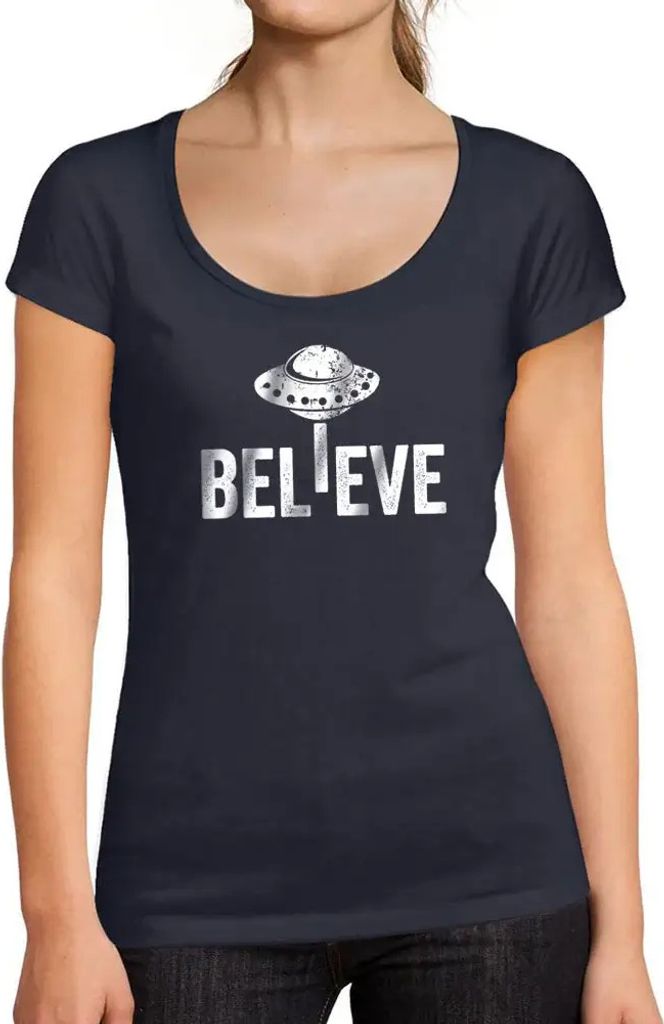 Damen Grafik T-Shirt Glaube ufo alien lustig – Believe Ufo Alien Funny – Öko-Verantwortlich Vintage Jahrgang Kurzarm Lustige Druck Geburtstag ...
