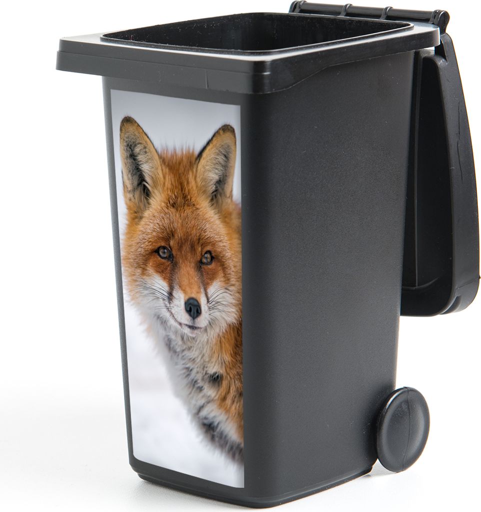 MuchoWow Mülltonnenaufkleber Fuchs - Porträt - Schnee 38x80 cm - Behälteraufkleber - Mülleimer-Aufkleber - Container-Aufkleber