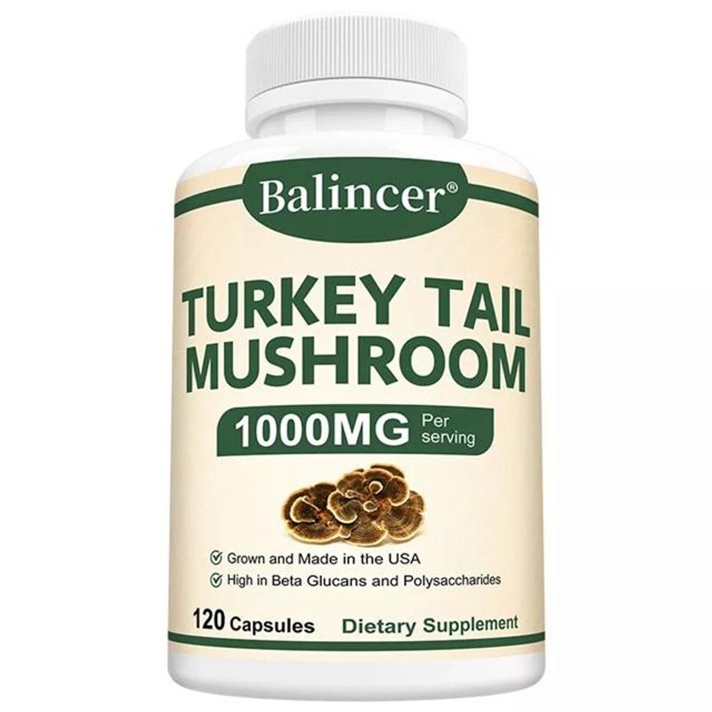 Turkey Tail Mushroom 1000mg (120 Kapseln) Nahrungsergänzungsmittel, Verdauung, Immunsystem, Darmgesundheit