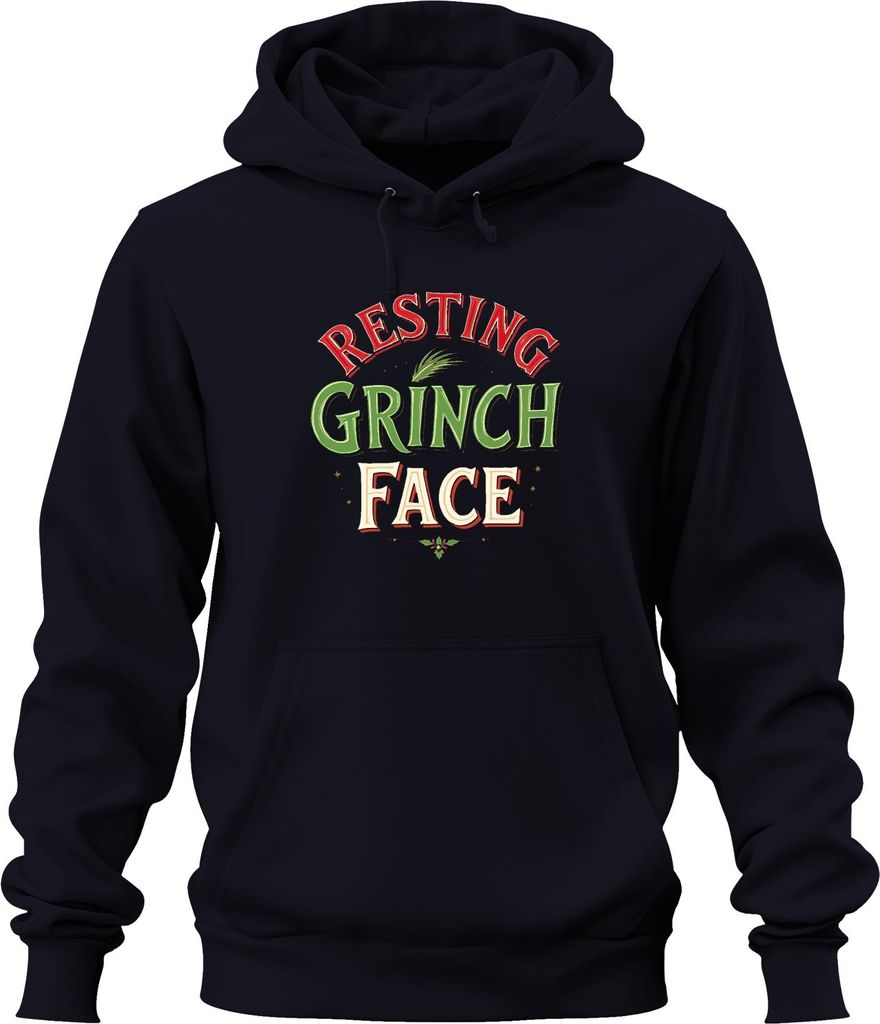 Resting Grinch Face Weihnachten lustig Geschenk Retro Grinchmas Uni Hoodie Kapuzenpullover, Navy, XXL