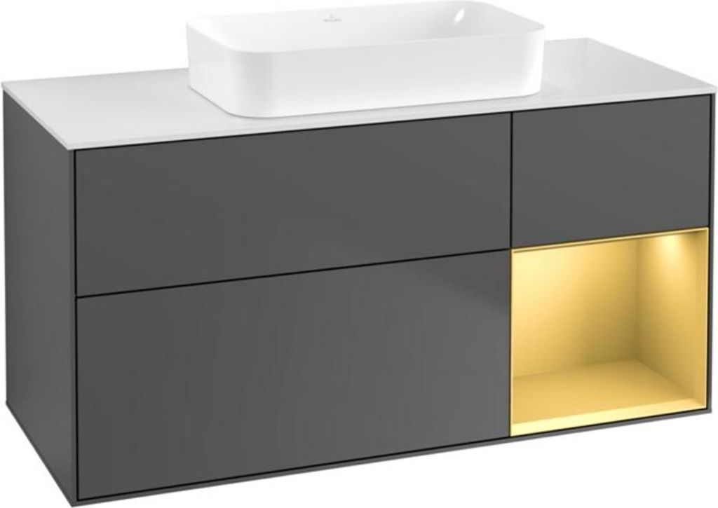V&B Waschtischunterschrank Finion 120x60 cm, Reg re gol m, Anthracite matt