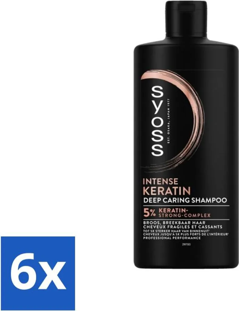 Shampooing Kératine SYOSS pour Coiffage Facile et Durable - Pack de 6