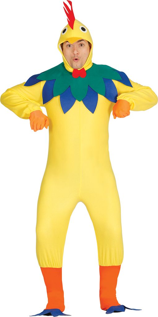 Tierkostüm Hahn Lustiger Karneval Overall Mottoparty Accessoires Tierische Kostümierung Freude Fasching Osterfest, Größe: 52 - 54 (L) Farbe: Gelb