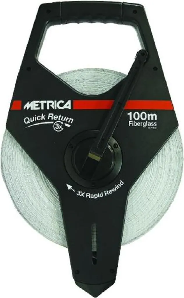 Décamètre ruban fibre de verre 100m Metrica avec rappel rapide
