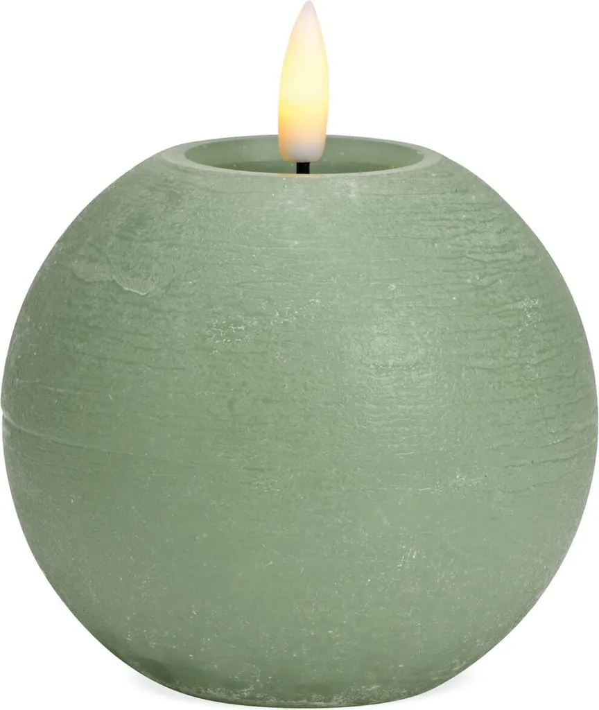 4 Candele LED Sferiche Verde Salvia per Matrimoni e Feste | 10 cm