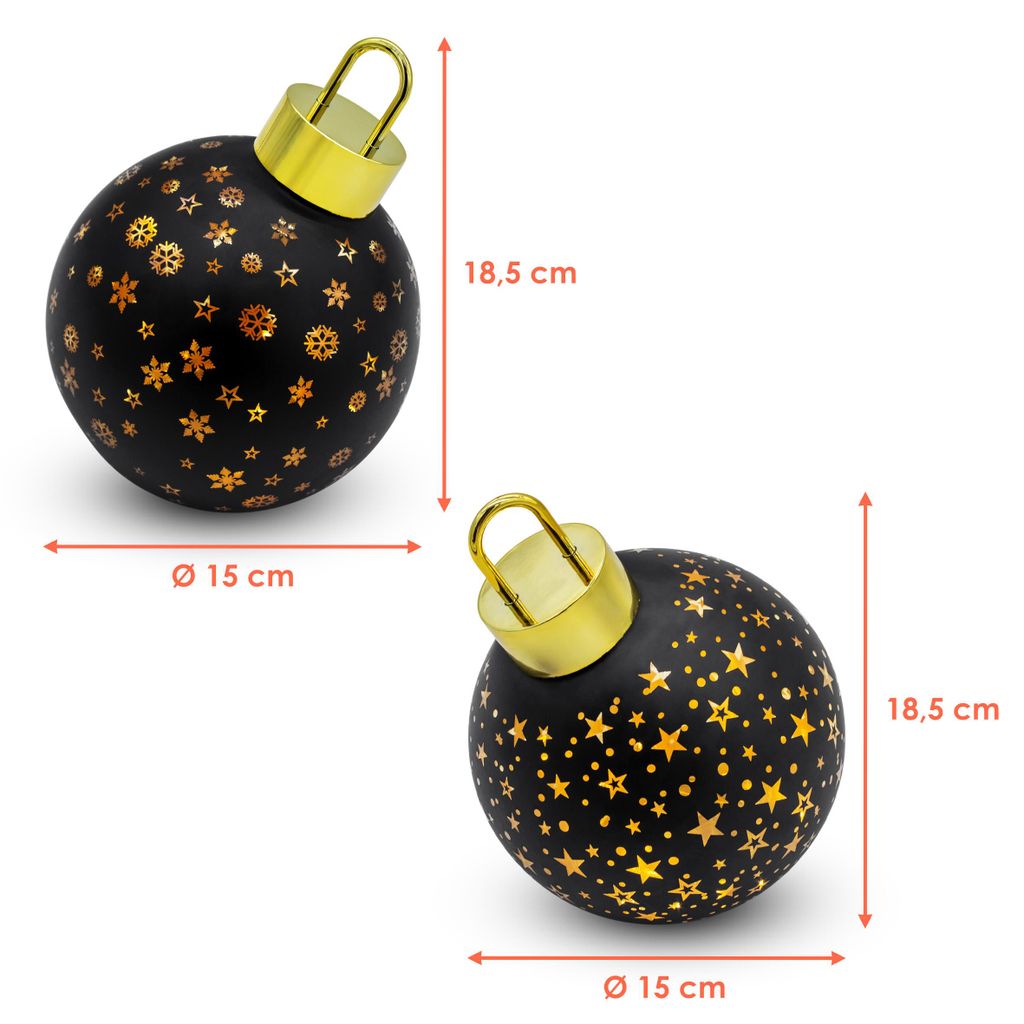 LED Weihnachtskugel zum Stellen matt schwarz mit Timer