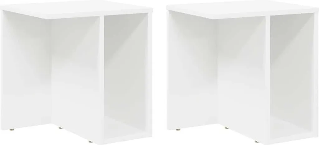 2 Tavolini SYFAX Bianchi Legno Multistrato 37x32x40cm | Salvaspazio