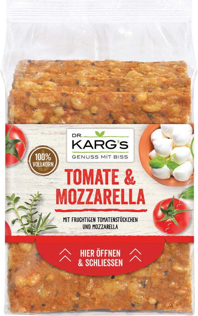 Dr. Kargs Tomate und Mozzarella Weizenvollkorn Knäckebrot 200g